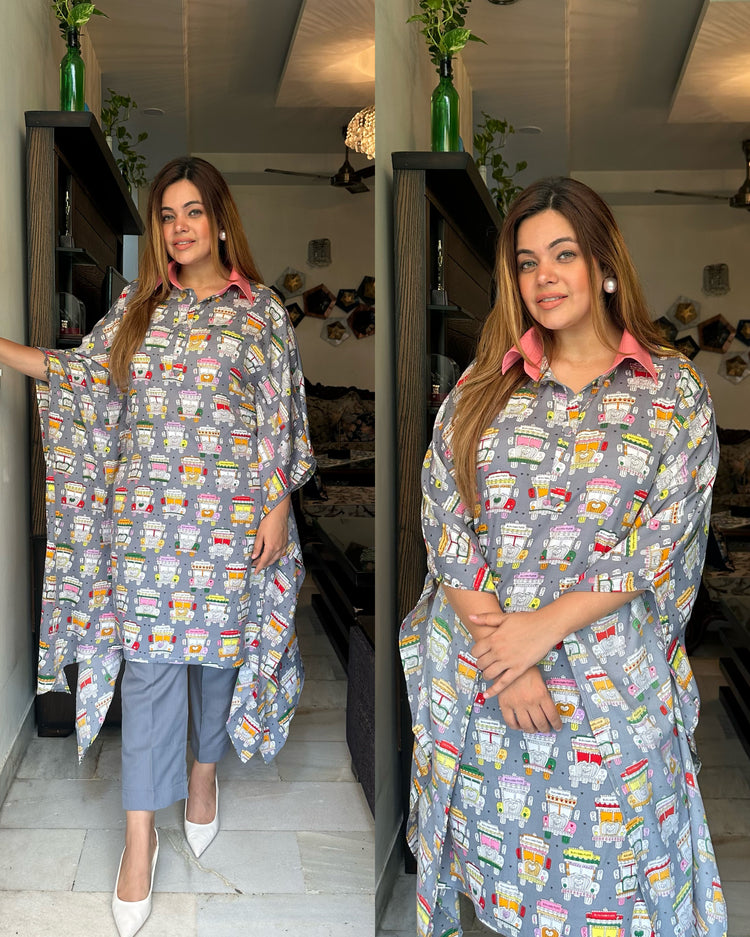 Quirky printed kaftan set