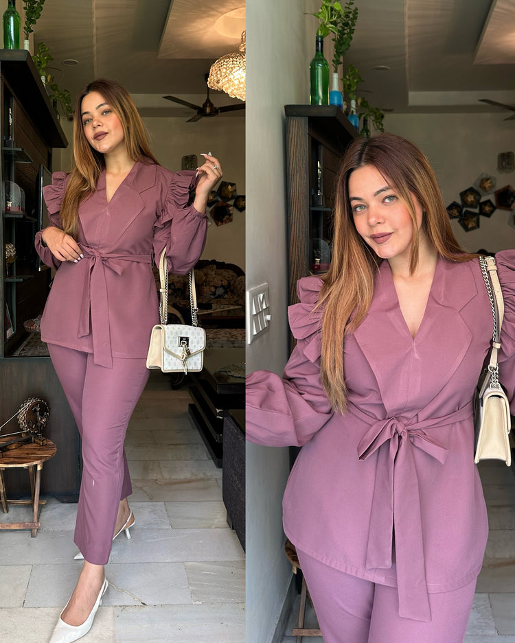 Deep purple frill set