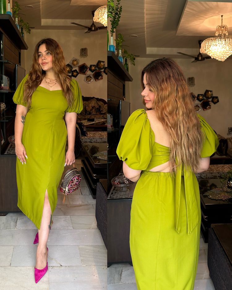Green backless midi