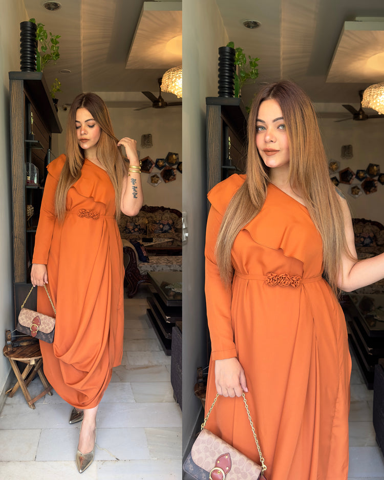 Orange drape gown