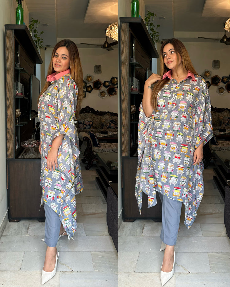 Quirky printed kaftan set