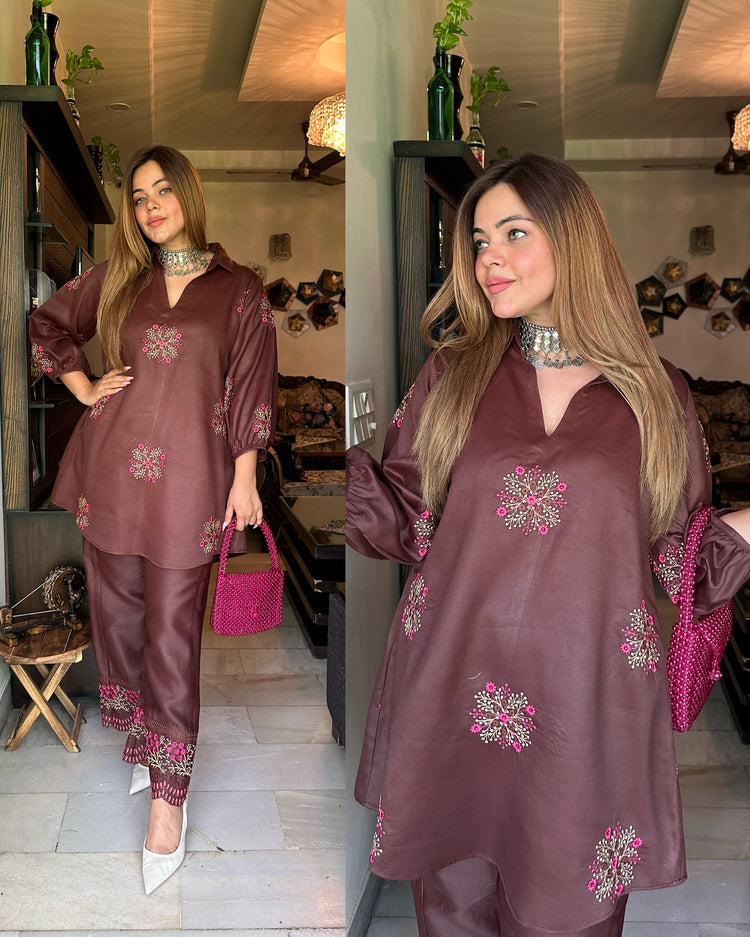 Brown pink co ord set