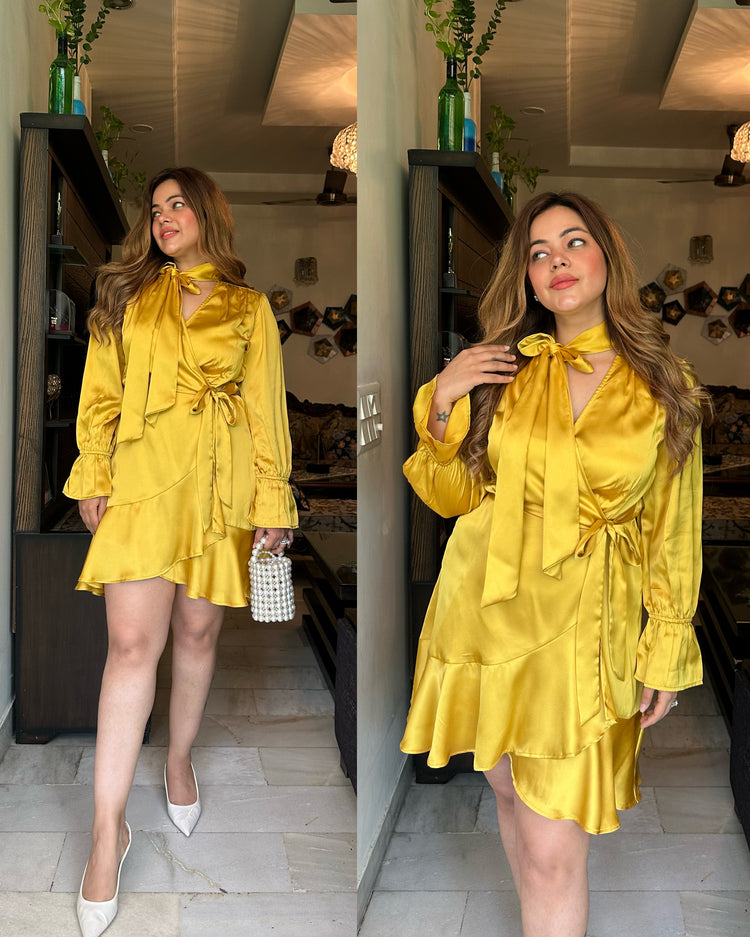 Golden satin dress