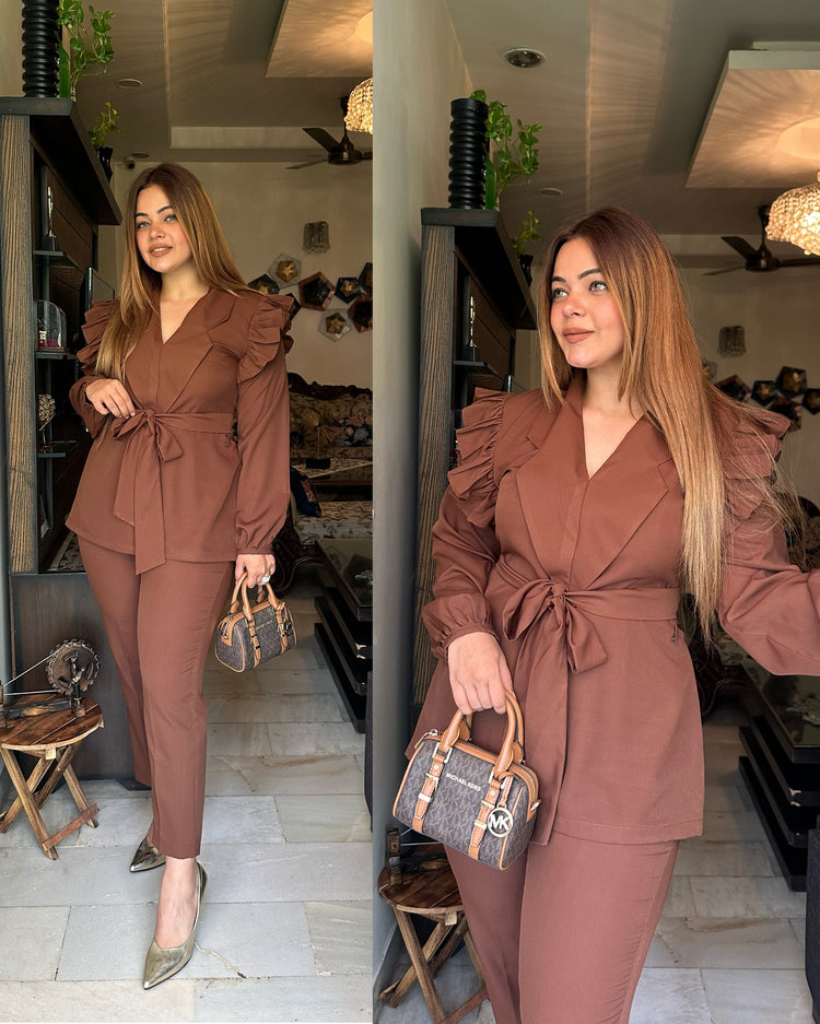 Chocolate brown frill set