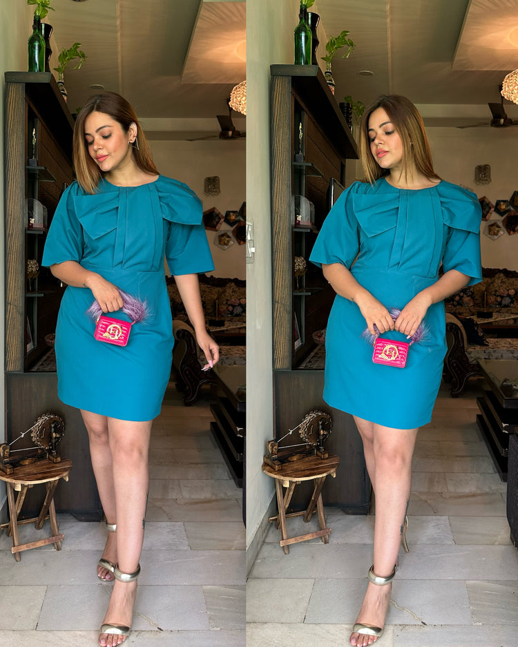 Firozi structured bow dress