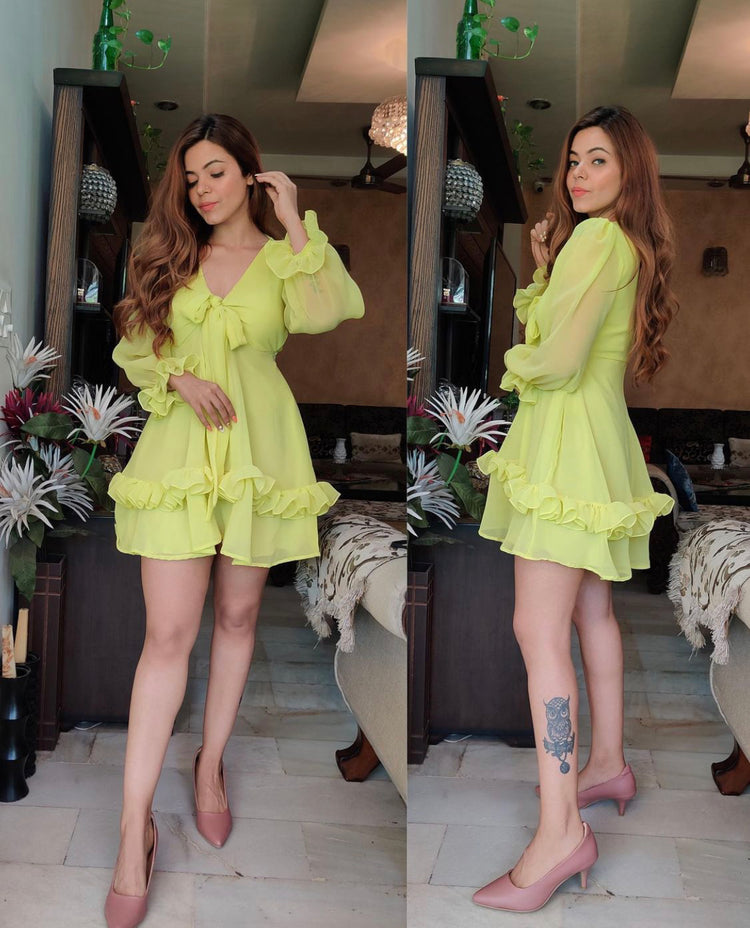 Lemon muted green dress
