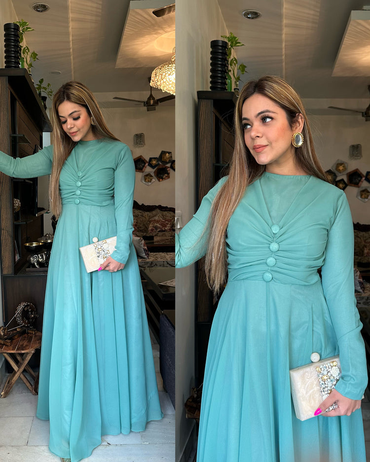 Turquoise georgette gown