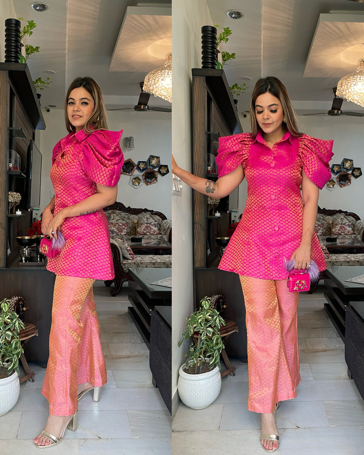 Pink peach silk set