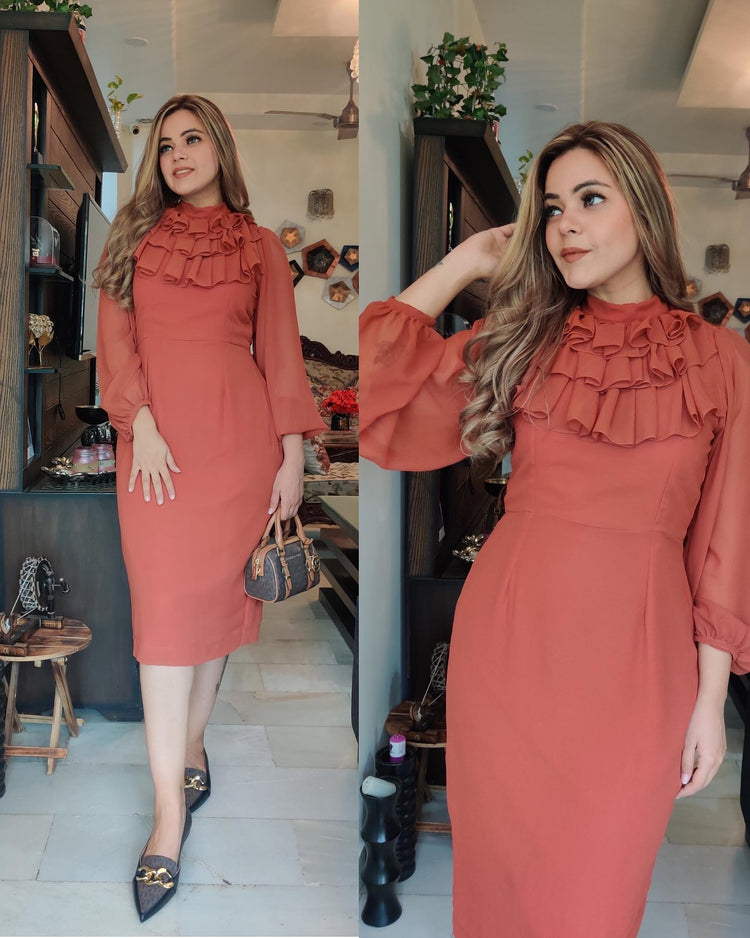Frilly rust dress
