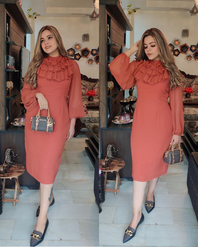 Frilly rust dress