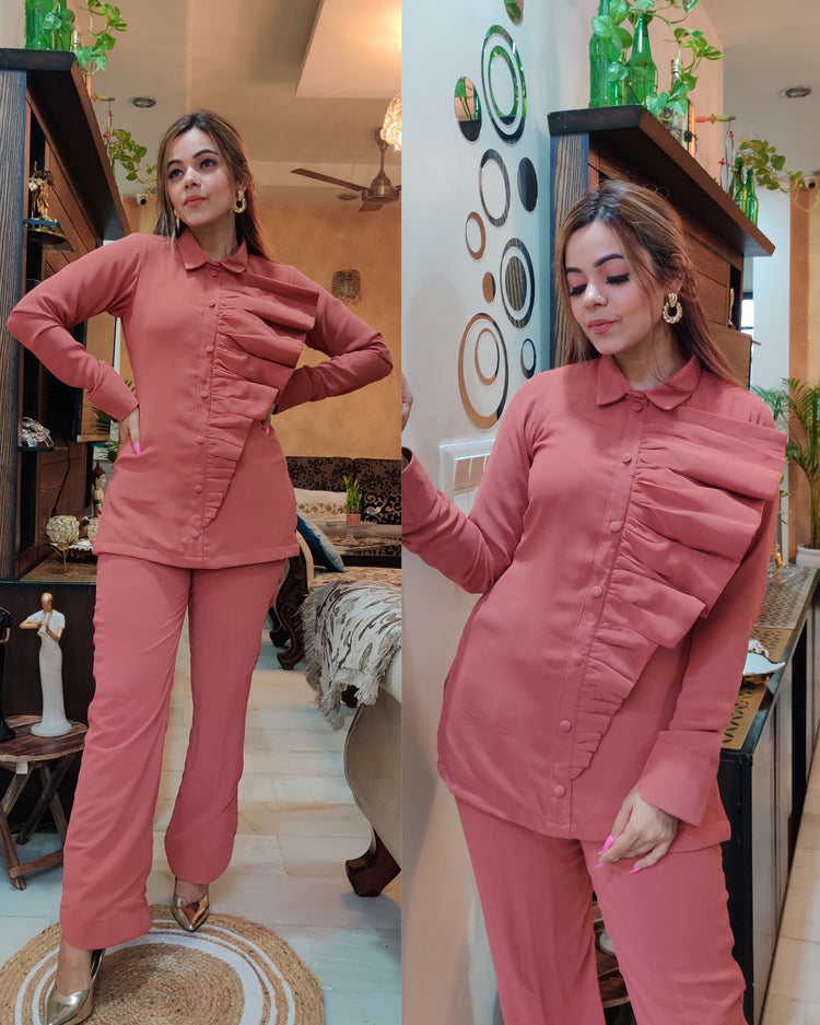 One sided draped set