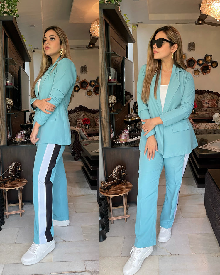 Blue blazer pant set
