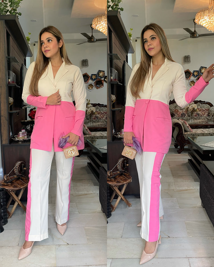 Colorblock blazer set