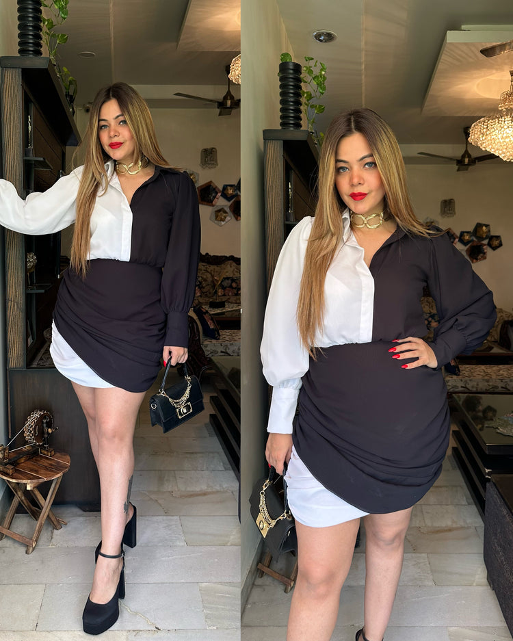 Black n white drape dress