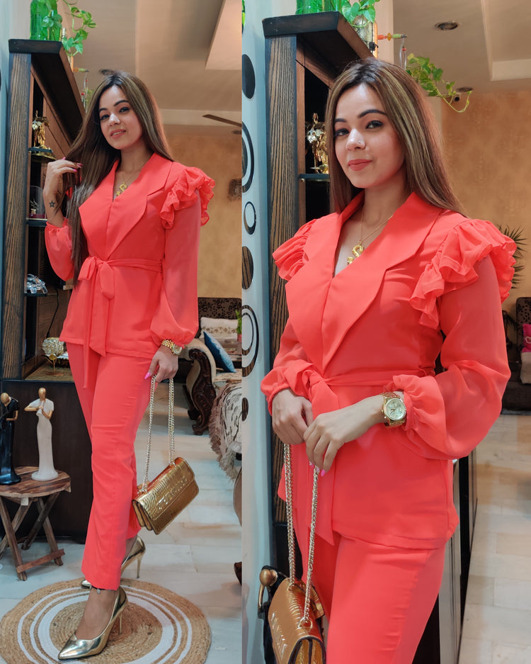 Coral ruffle set