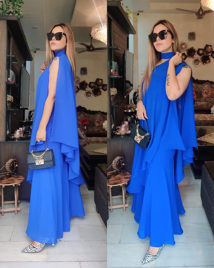 Blue asymmetrical set