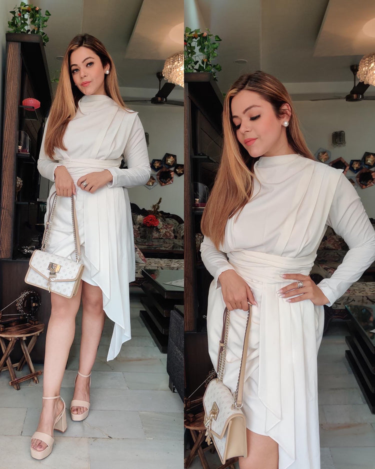 Drape white dress