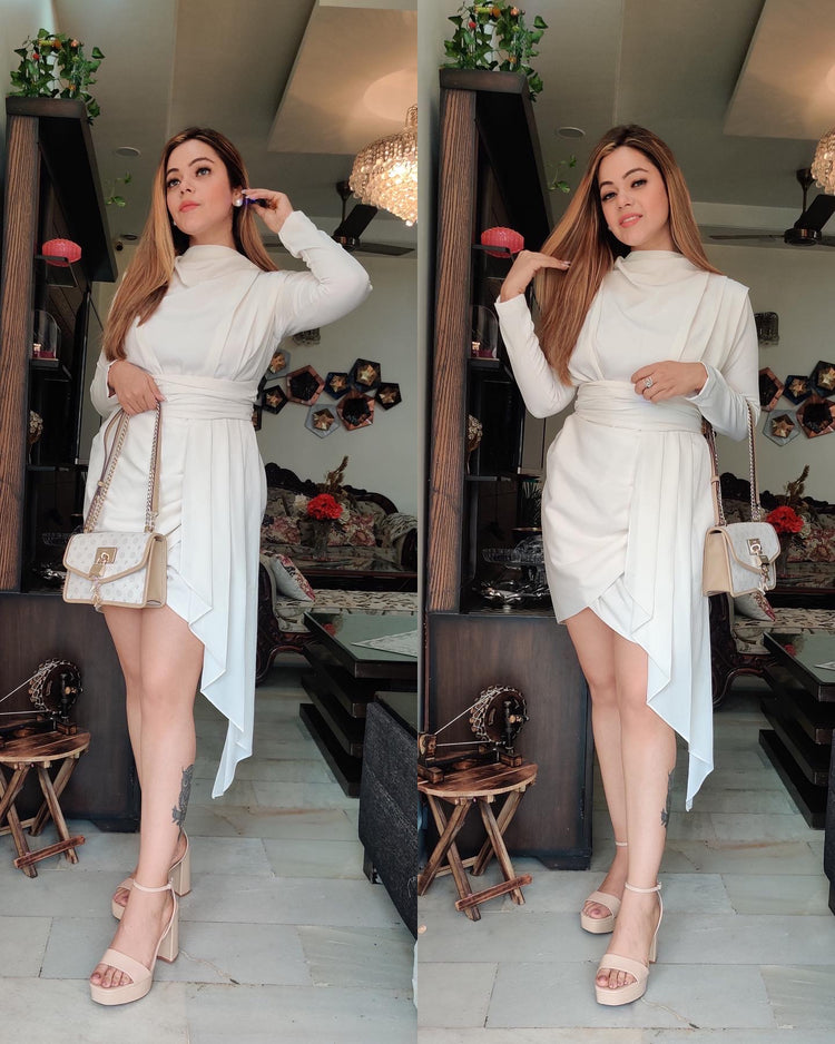 Drape white dress