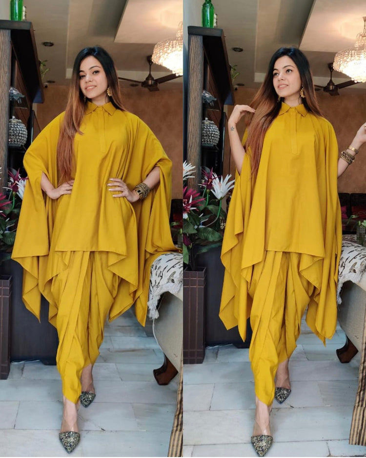 Dhoti with asymmetrical top set