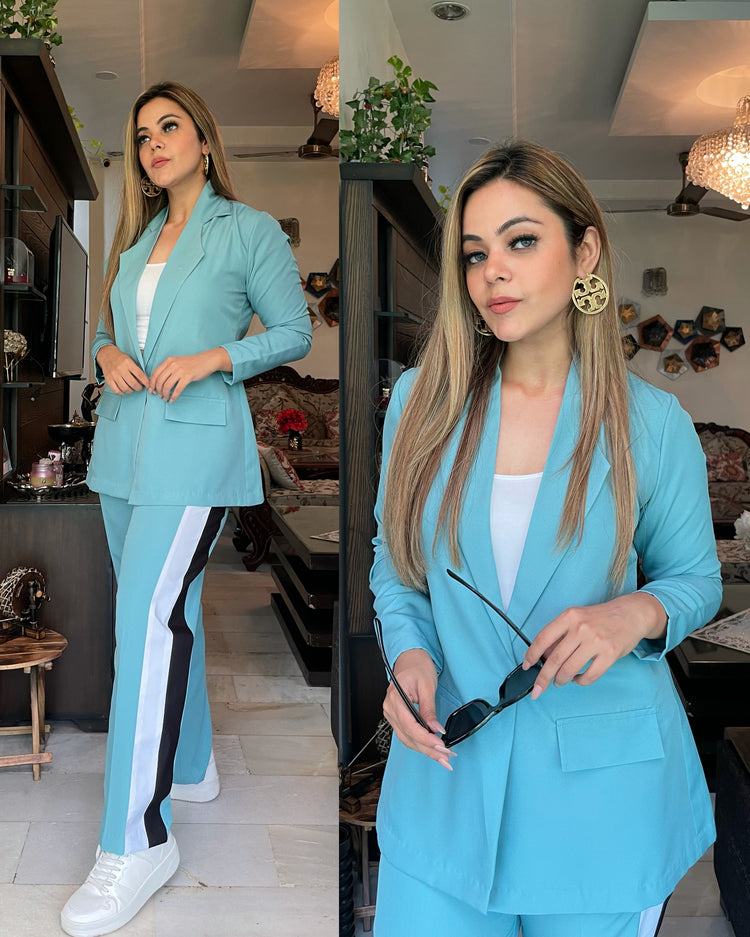 Blue blazer pant set