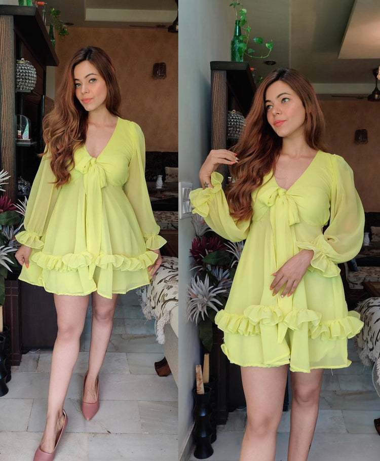Lemon muted green dress