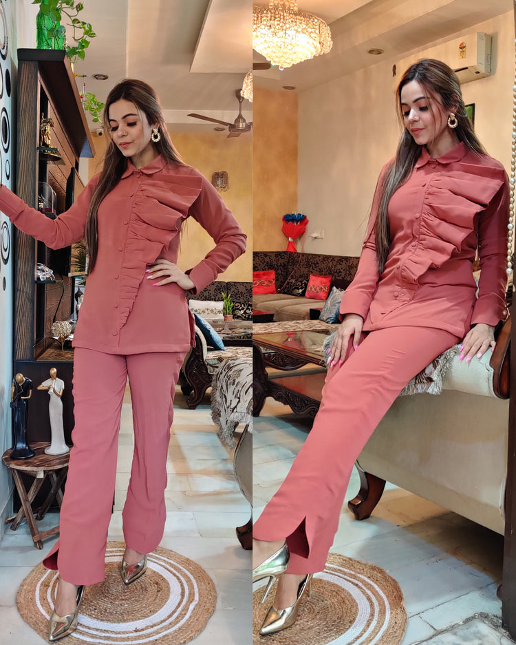 One sided draped set