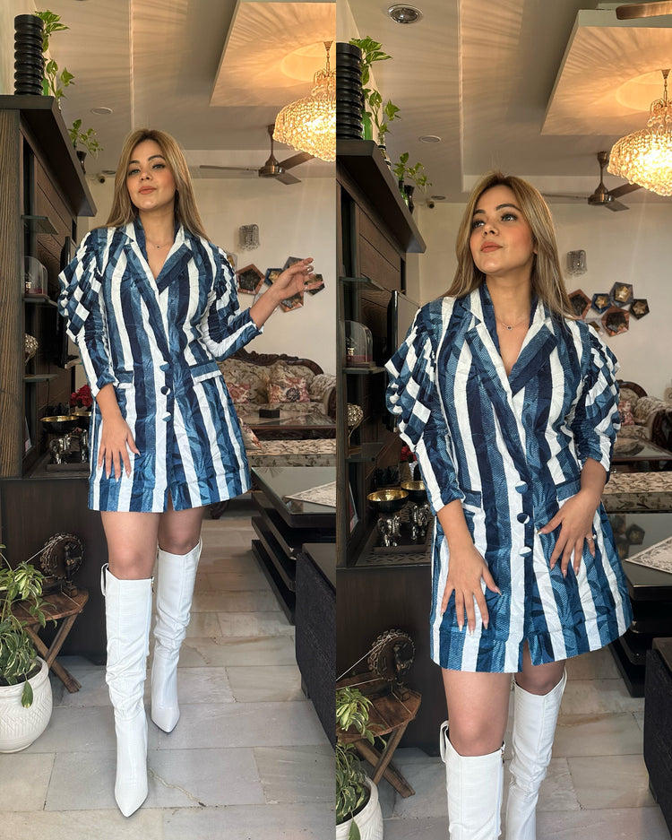 Velvet stripes self dress