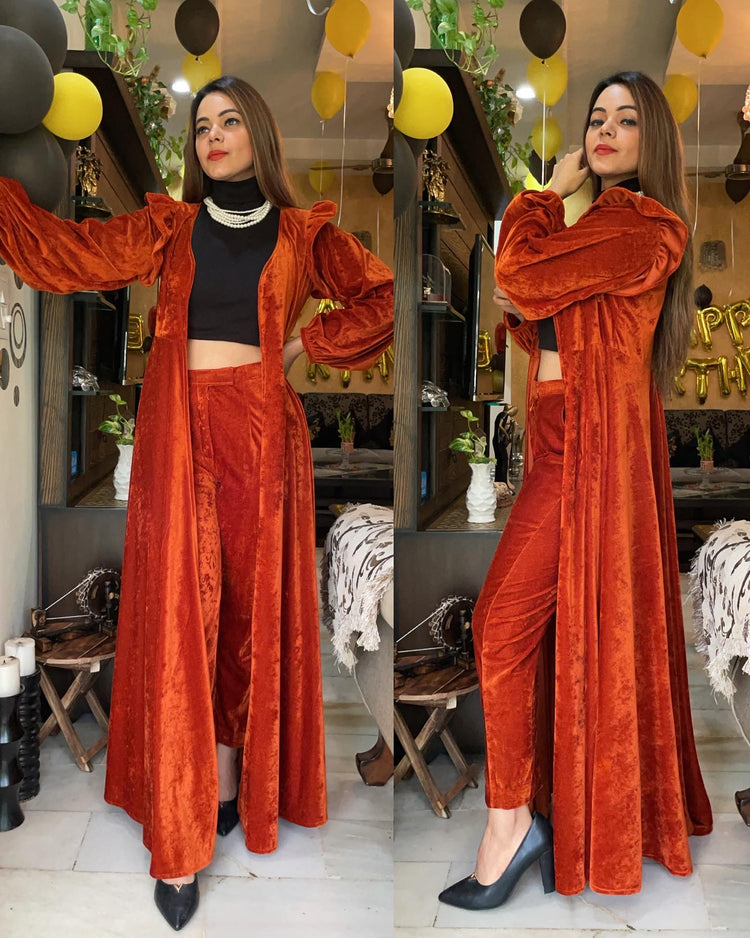 Velvet jacket and pants set