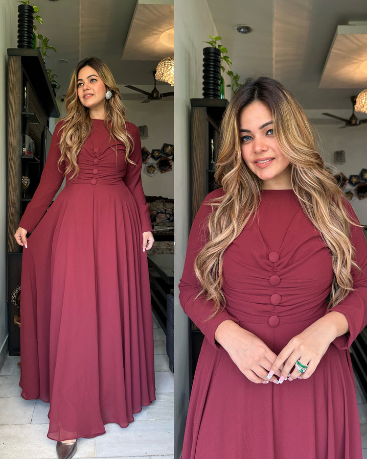 Wine evening gown