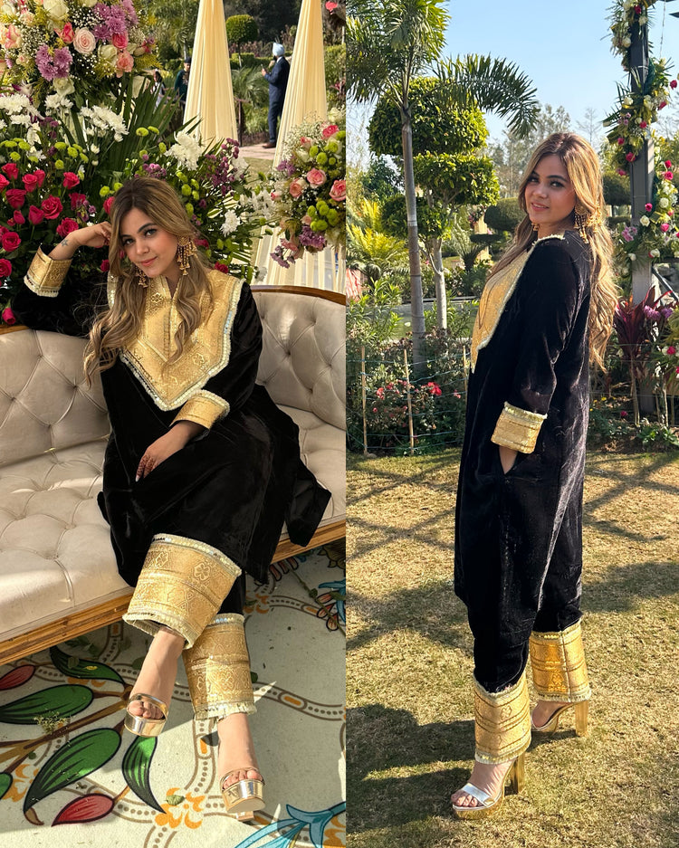 Black velvet pheran