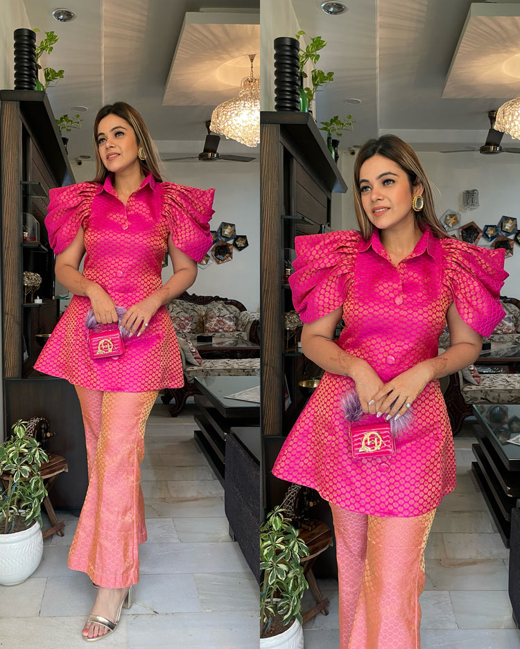 Pink peach silk set