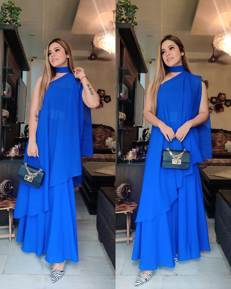 Blue asymmetrical set