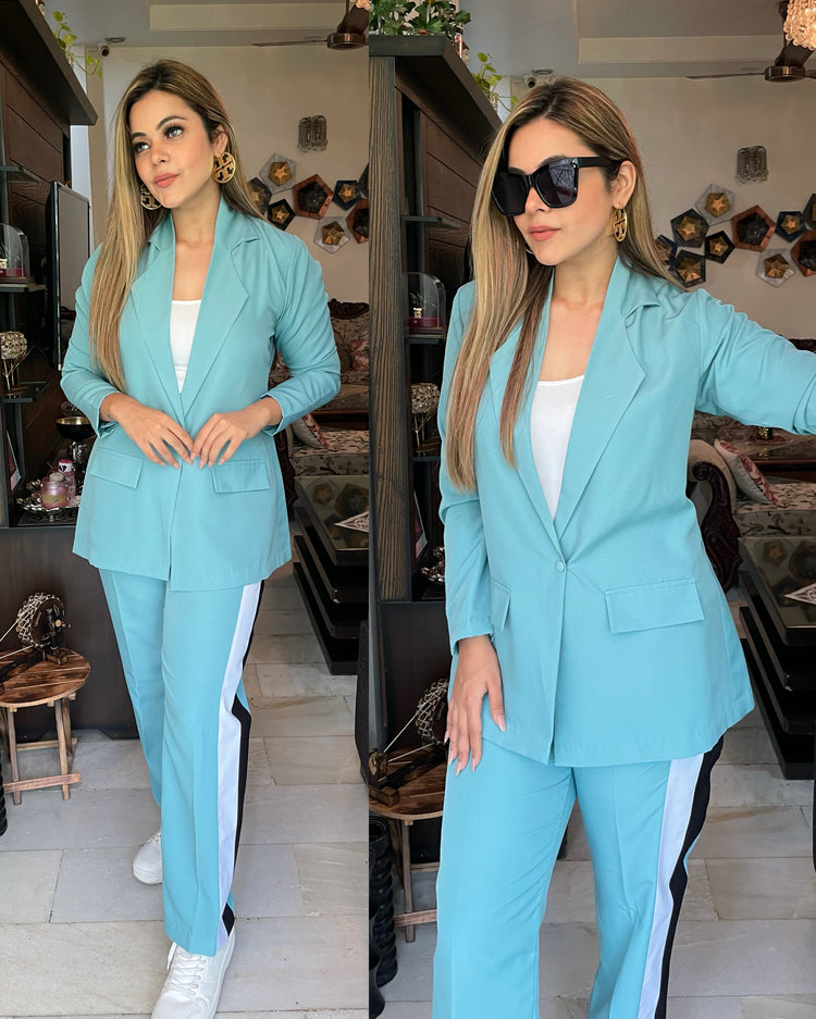 Blue blazer pant set