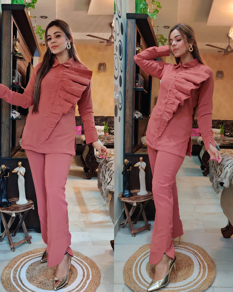 One sided draped set