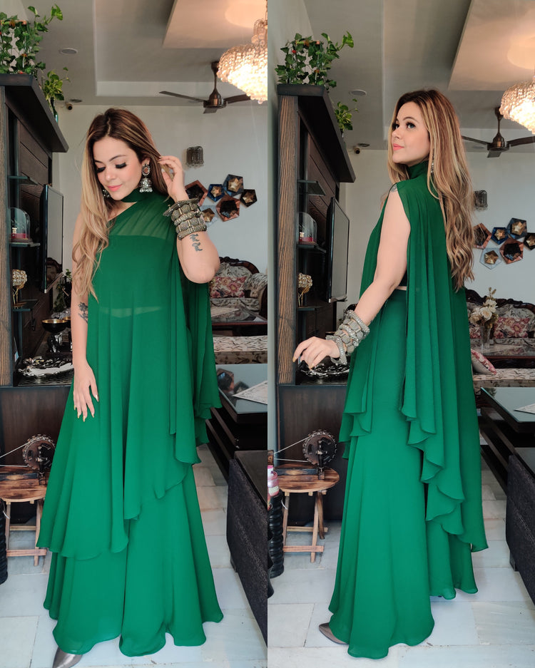 Bottle green asymmetrical set