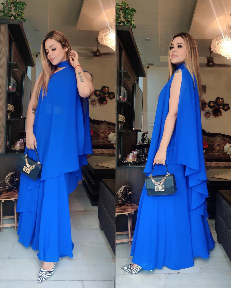 Blue asymmetrical set