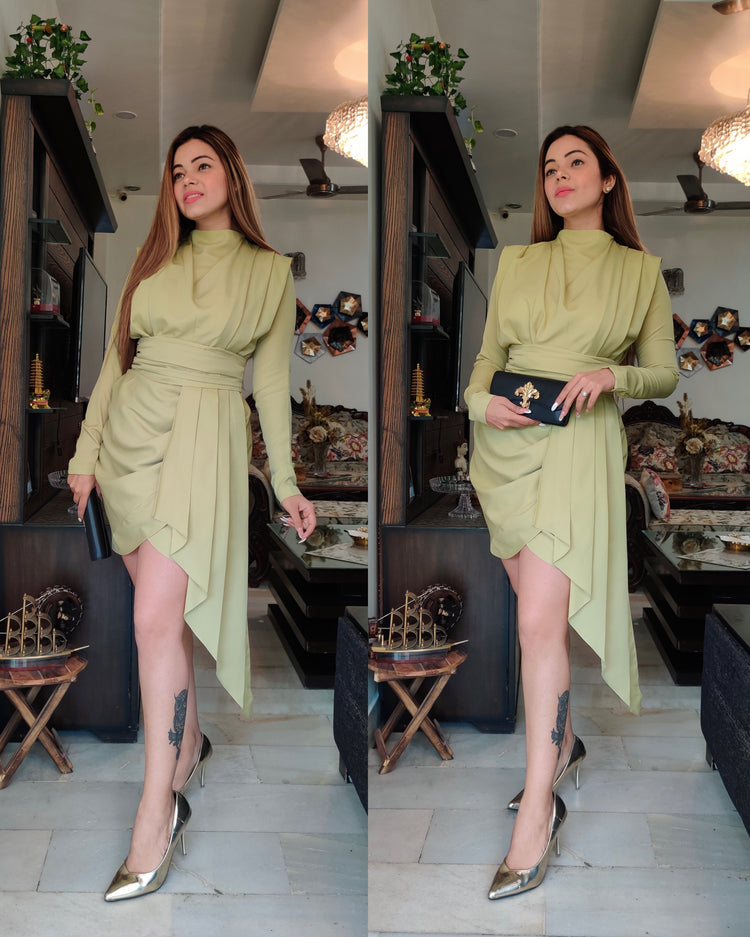 Draped partywear dress