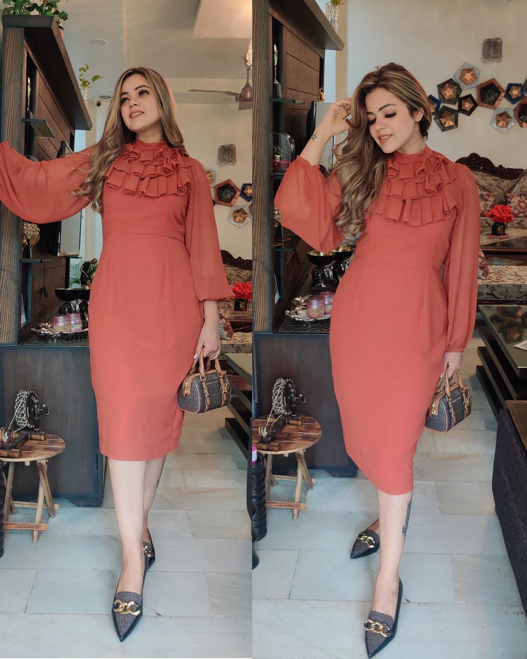 Frilly rust dress