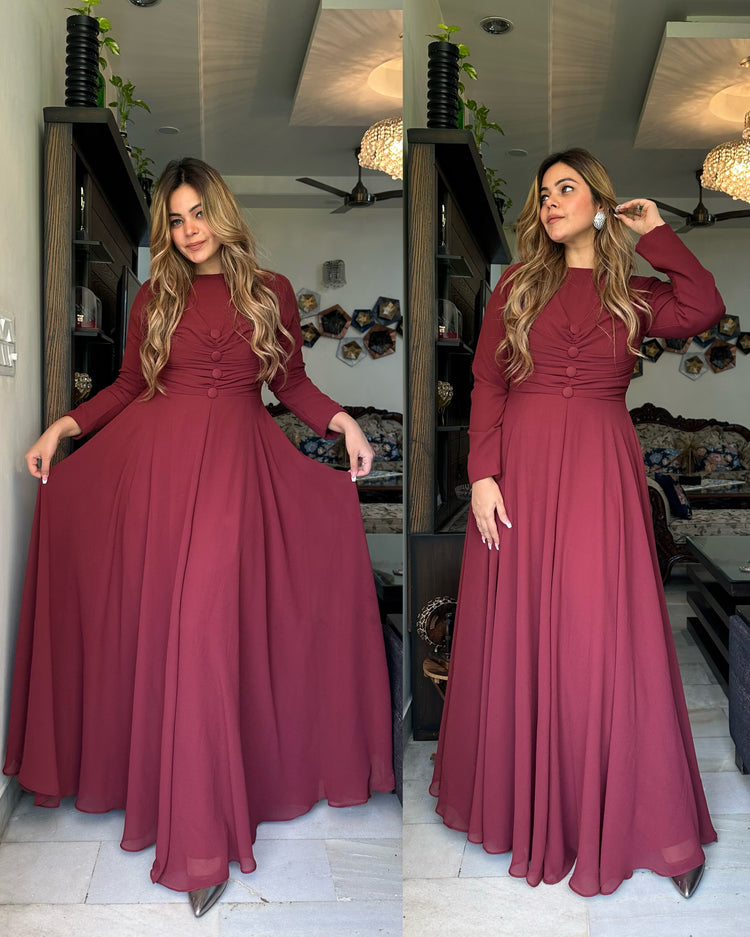 Wine evening gown