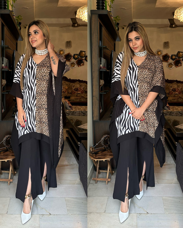 Dual animal print kaftan set