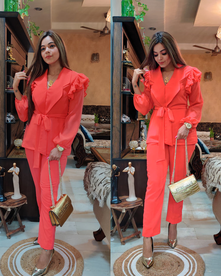 Coral ruffle set