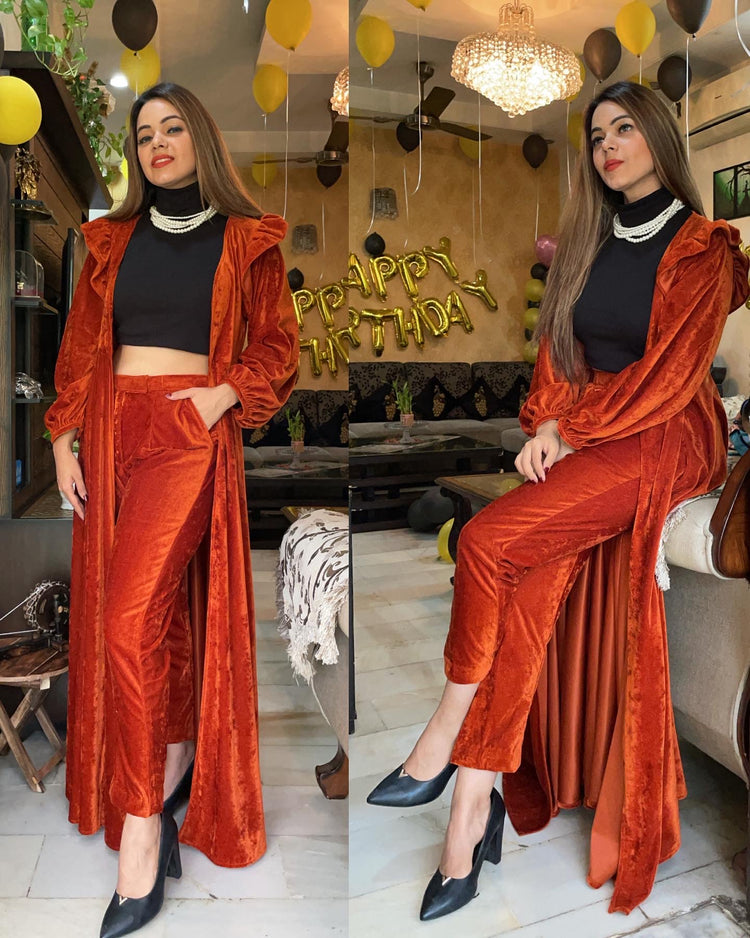Velvet jacket and pants set