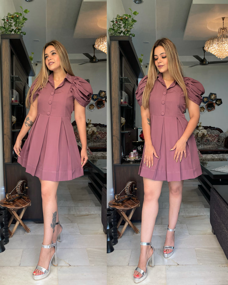 Purple pleat drape dress