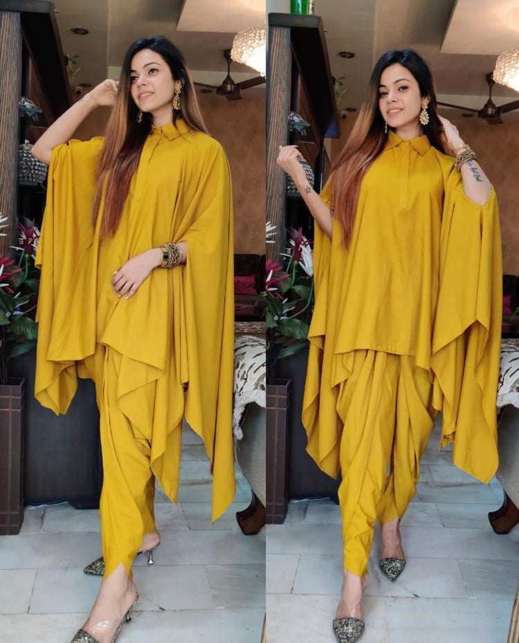 Dhoti with asymmetrical top set