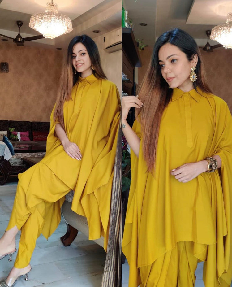 Dhoti with asymmetrical top set