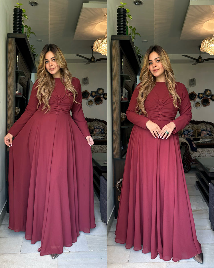 Wine evening gown