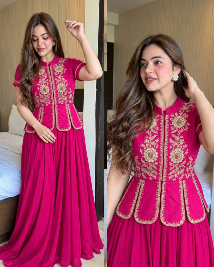Pink skirt top embroidery