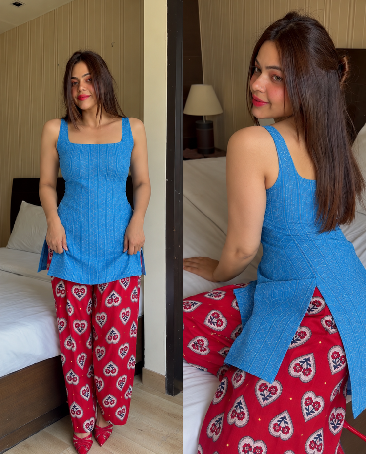 Blue red heart cherry farsi set