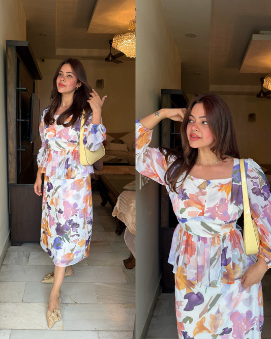 Multi colour peplum dress