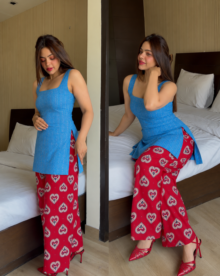 Blue red heart cherry farsi set